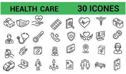 Healthcare and Medical Outline Icons Set