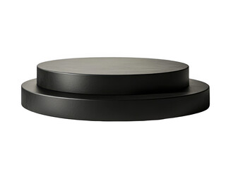 Modern black circular platform studio transparent background cutout png minimalist design elegant environment