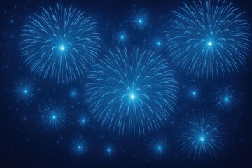 Fototapeta premium Vivid blue fireworks illuminating a festive night sky during a celebration