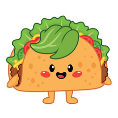 Happy Taco Clipart Character with Cute Cartoon Expression
