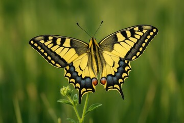 Fototapeta premium Bright yellow swallowtail butterfly species