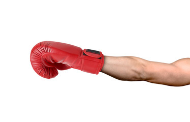 Hand in boxing glove on transparent background png