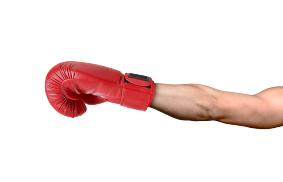 Hand in boxing glove on transparent background png