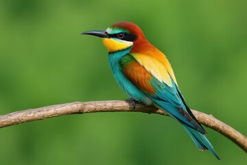 Fototapeta premium Colorful European bee-eater perched on a branch