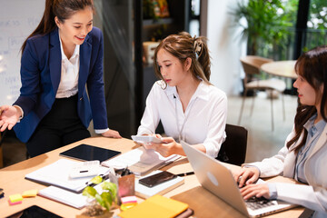 Company executive coaching young personal secretary assistant, team leader or senior manager...