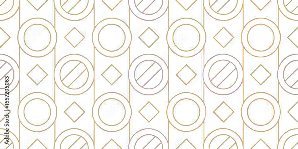 Poster minimalist geometric harmony: delicate line drawing pattern featuring diamond and ring shapes, evoki
