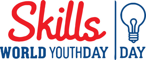 Skills world youth day celebration with lightbulb icon isolated on white background