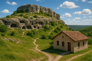 Fototapeta premium Ancient fortress settlement from the medieval era in the southwestern region of Crimea