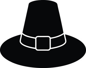 Flat Pilgrim Hat Clipart with Clean Line Style
