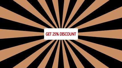 Promotional advertising with offer announcement for a 25 percent discount on a spiral background. - Powered by Adobe