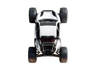 White off road buggy vehicle with exposed engine isolated on transparent background