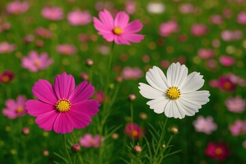 Blooming Cosmos Flowers in Full Display