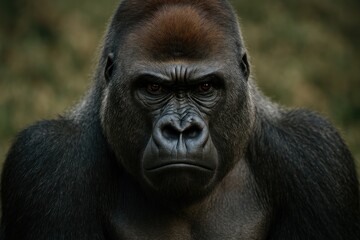 Obraz premium Close-up of a male gorilla's face showing a fierce expression