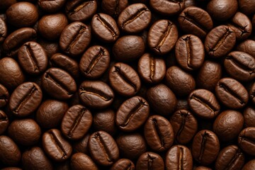Fototapeta premium Detailed shot of freshly roasted coffee beans