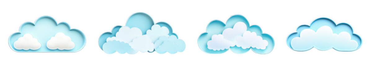 Soft white clouds png collection with transparent background cutouts for creative projects
