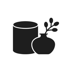Can and Vase with Branch Icon