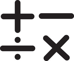 Obraz premium Plus and minus icon set. Mathematics shapes, Plus, minus, multiplication, illustration symbol, 