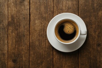 Vintage wooden surface with a coffee cup