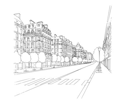 Line Art of Boulevard Haussmann, Paris