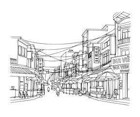 Line Art of Bui Vien Street, Ho Chi Minh City