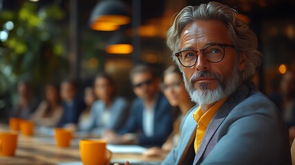 Fototapeta premium Business Meeting Mockup Confident Leader