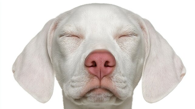 Serene puppy with closed eyes, embodying tranquility amidst Dreamlike Canine Meditation Day, calming presence in whimsical paws