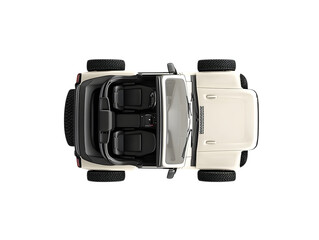 Top view of a modern off road vehicle with open roof isolated on transparent background