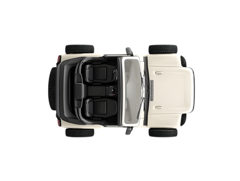 Top view of a modern off road vehicle with open roof isolated on transparent background