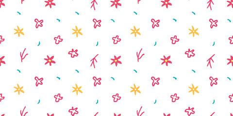 Whimsical Floral Pattern: A vibrant and playful illustration, showcasing an array of colorful blossoms scattered across a pristine expanse.