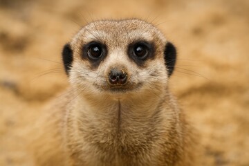 Intimate portrait of an adorable small mammal in a wildlife exhibit