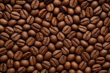 Obraz premium Close-up of roasted coffee beans for background design