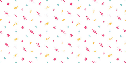 Playful Foliage Pattern: An inviting abstract pattern featuring delicate leaves and stars in a delightful array of colors, perfect for adding a touch of whimsy.