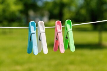 Colorful outdoor clothes drying clips set for household use