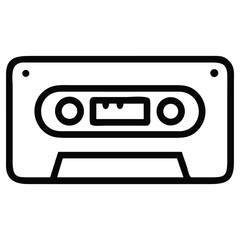 Obraz premium Audio cassette tape icon, simple outline style, retro music storage illustration