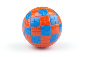 Obraz premium Colorful checkerboard sphere, optical labyrinth of playful geometry, captivates tactile wonder, ideal for World Puzzle Day and Math Awareness Month