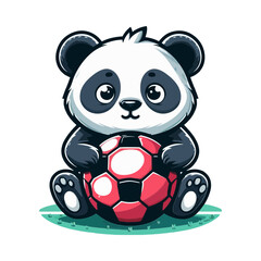 Cute cartoon panda bear playing with a ball in a fun vector illustration