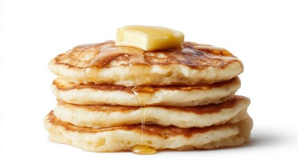 Golden pancakes drizzled with syrup, tantalizing breakfast delight, Shrove Tuesday indulgence, maple-sweetened morning stack, culinary comfort for Pancake Day