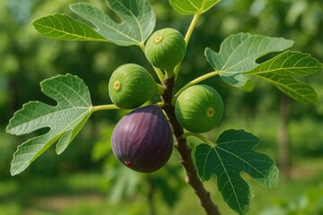 Figs Growing on a Tree Branch