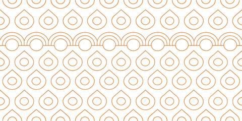 Golden Geometric Pattern: A seamless, elegant geometric pattern in a warm gold hue. It features a repetitive design of teardrops and circular motifs. Suitable for various design applications.