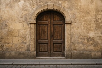Antique Wooden Entrance on Historic Structure's Exterior