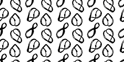 Abstract Pattern of Infinity Symbols and Tear Shapes: A captivating pattern comprised of repeating abstract symbols of infinity, interwoven with teardrop shapes, on a canvas of minimalist design. 