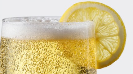 Effervescent froth cascades over chilled lager with zesty lemon, perfect for Oktoberfest revelry or eccentric summer citrus soiree