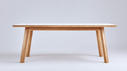 Sleek minimalist table in serene studio, perfect for Midsummer solstice gatherings and tranquil Scandinavian-inspired design meditations