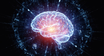 Innovative Action, Brain Exploration, Digital Universe, Illustration, Futuristic Environment, Abstract Viewpoint, Neural Concept