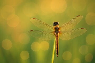 Elegant dragonfly against a softly blurred bokeh backdrop