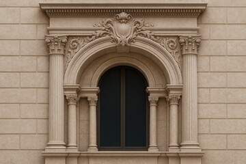 Naklejka premium Architectural details such as building ornaments, windows, arches, and columns in public outdoor spaces