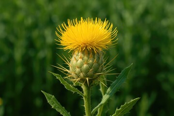 Typical golden thistle blossom