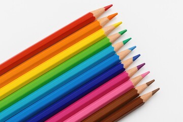 Fototapeta premium Colored pencils on a plain white backdrop
