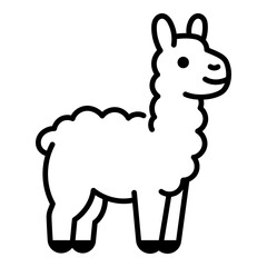 Alpaca icon, symbolizing gentle and friendly animals often associated with farming and wool production.
