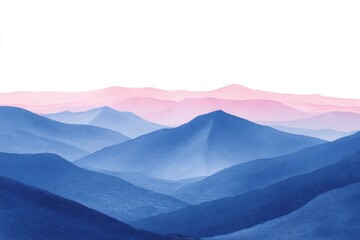 Majestic cerulean mountains in dawn's embrace, capturing ethereal tranquility, perfect for contemplation retreats and Lunar New Year celebrations